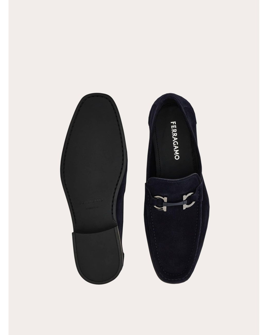 Ferragamo White Gancini Ornament Moccasin for men