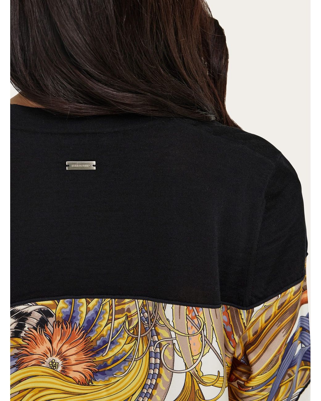 Ferragamo Black V-Neck Cardigan With Rooster Print Inserts