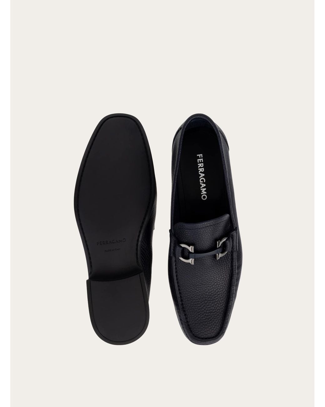 Ferragamo White Gancini Ornament Loafer for men