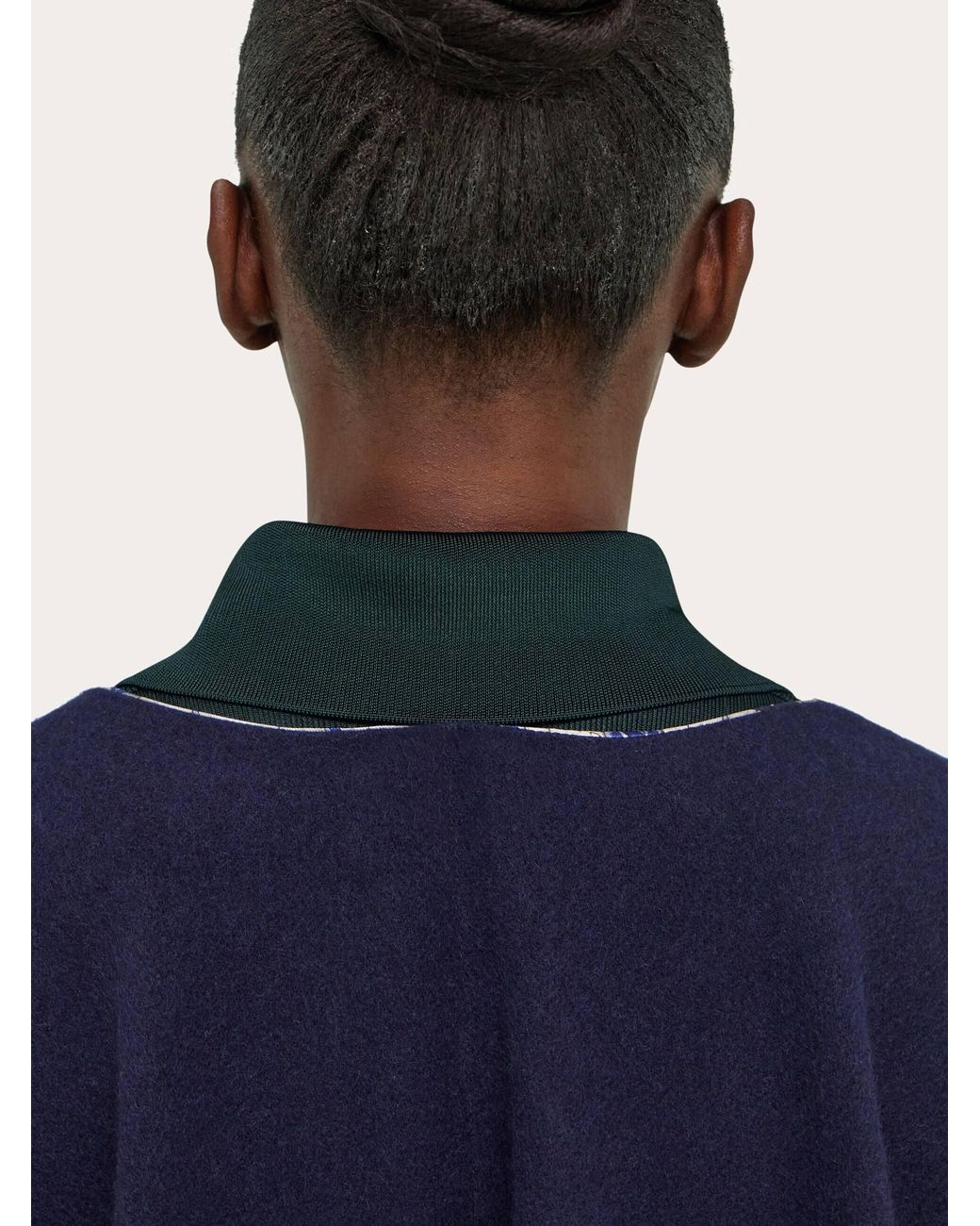 Ferragamo Blue Cashmere And Silk Reversible Cape