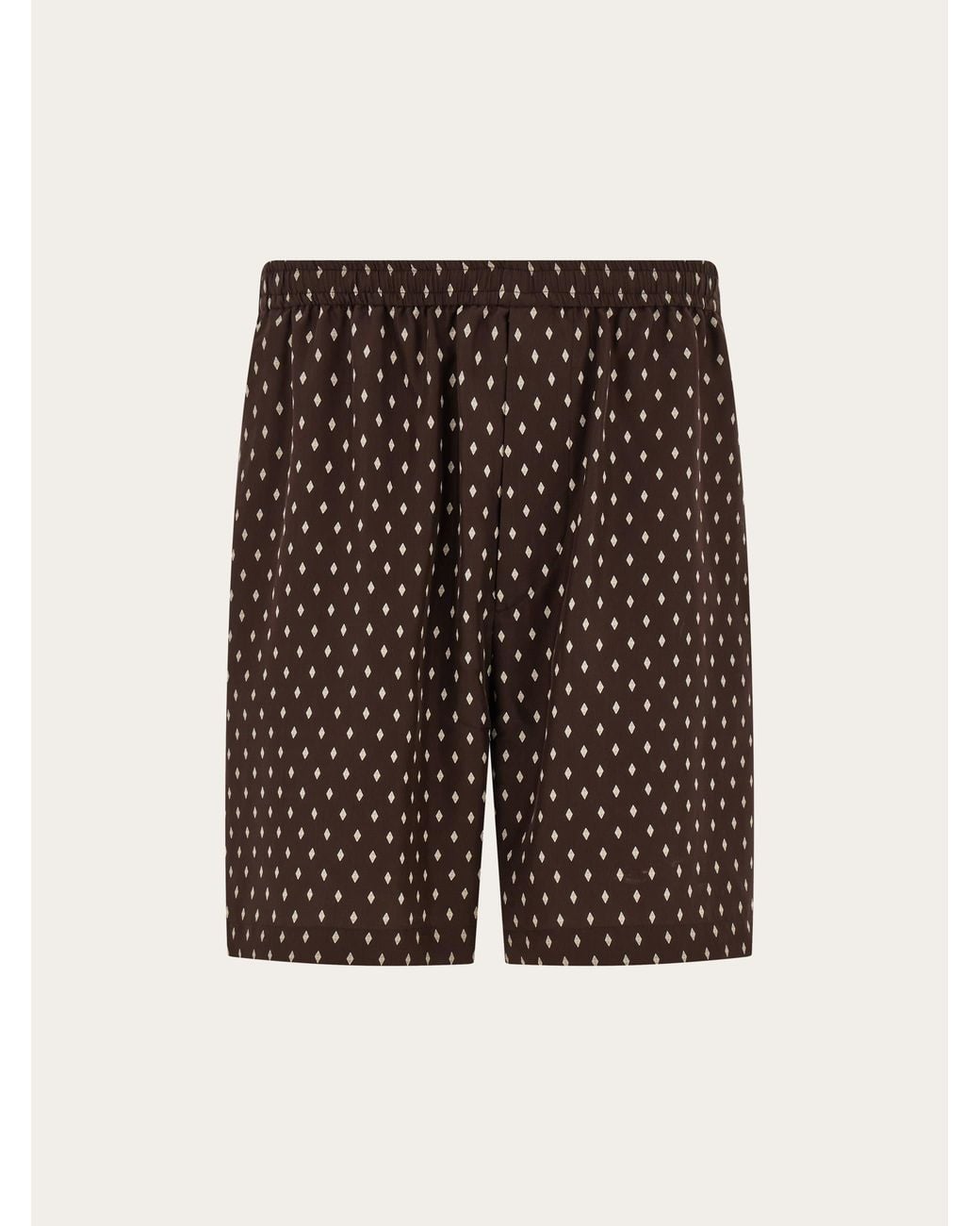 Ferragamo Brown Silk Bermuda Shorts for men