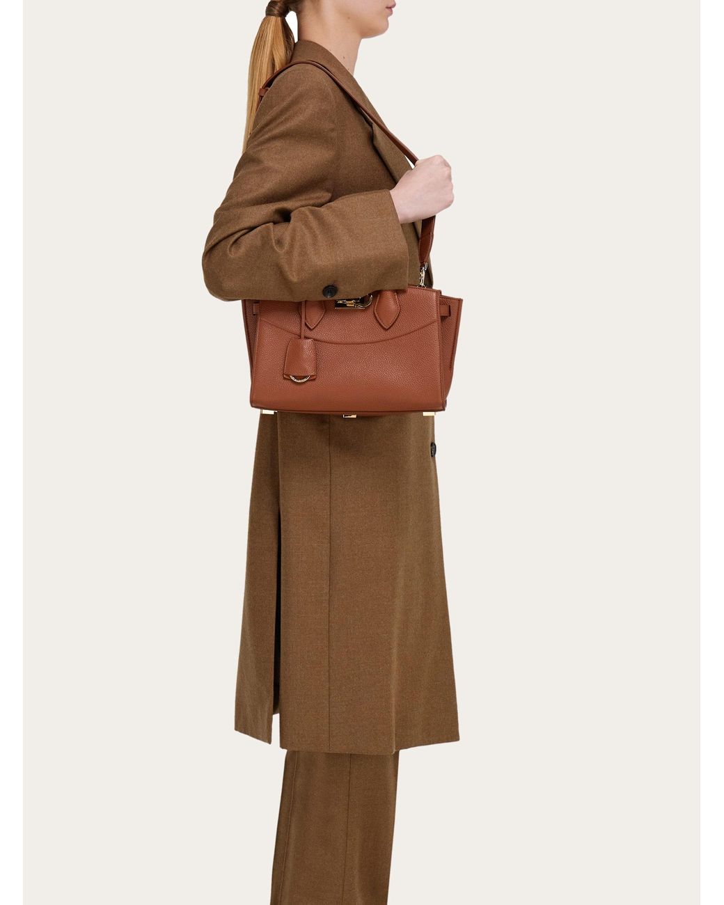Ferragamo Brown New Studio Soft Bag (M)
