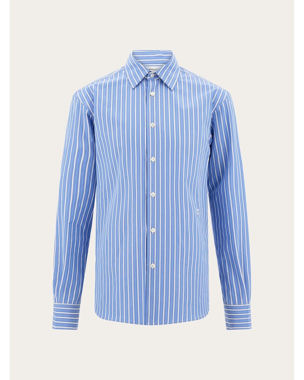 Ferragamo Blue Poplin Shirt for men