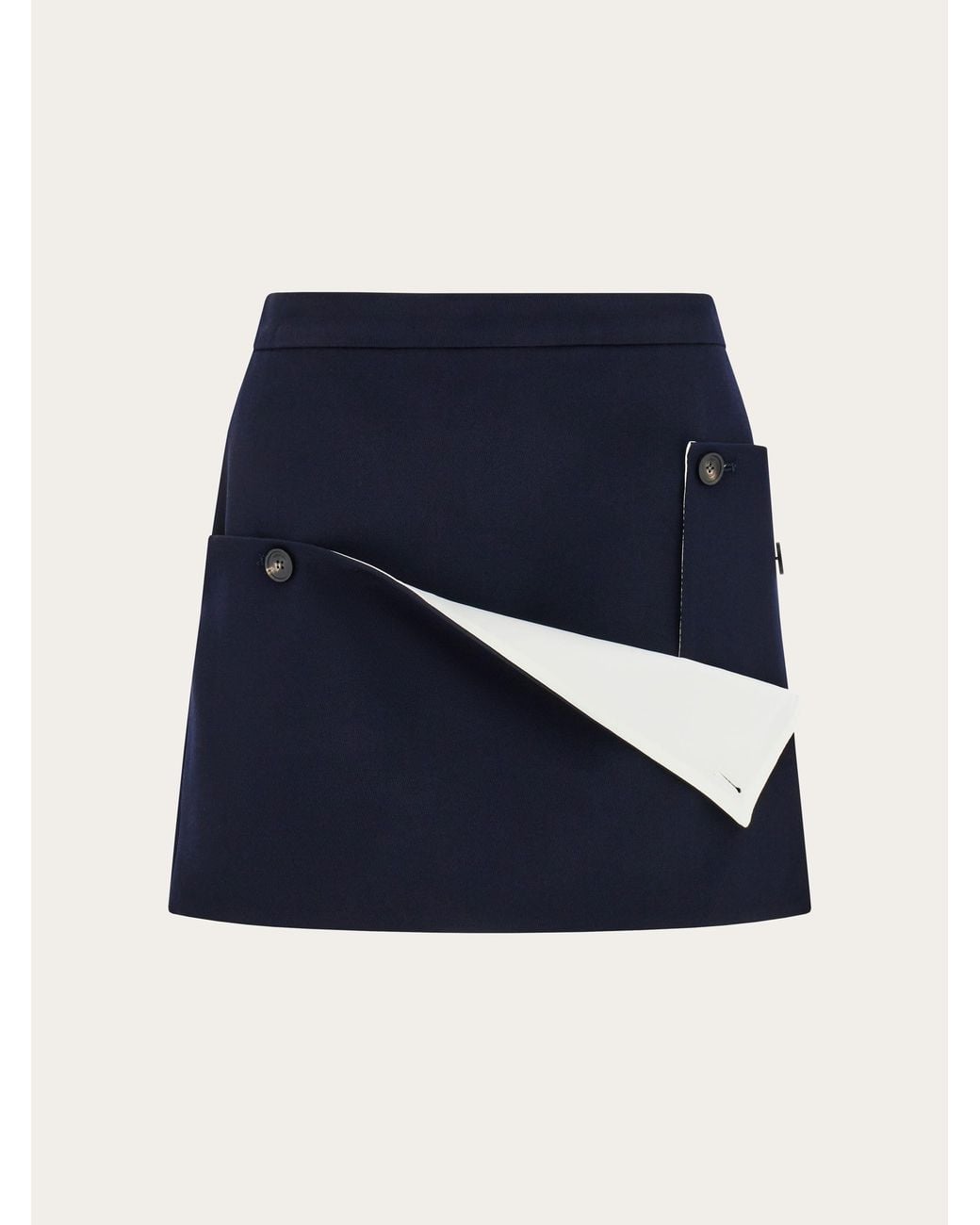 Ferragamo Blue Tailored Mini Skirt With Button Detail