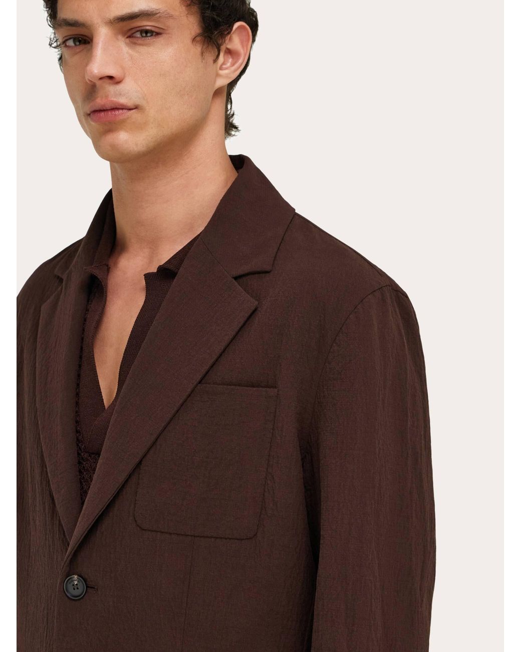 Ferragamo Brown Single Breasted Blazer for men