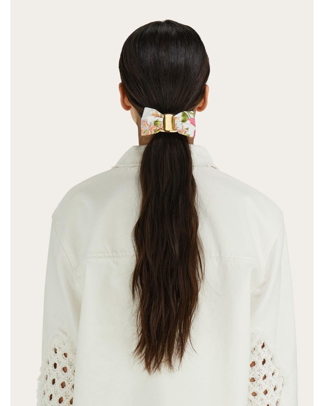 Ferragamo Natural Spring Print Vara Bow Hair Clip