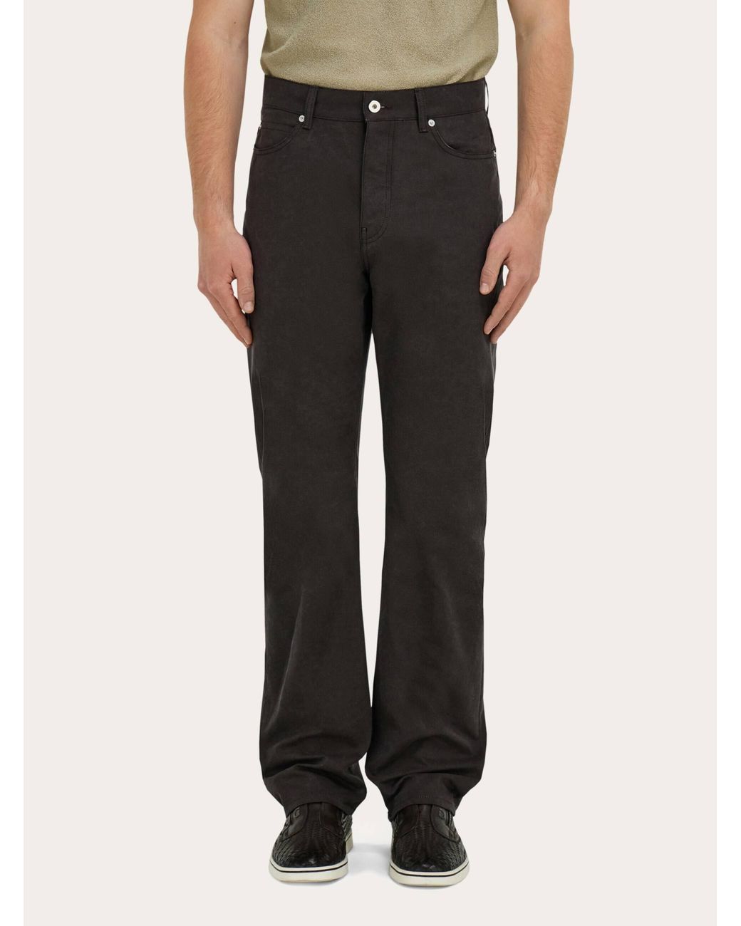Ferragamo Black Five Pocket Trousers for men