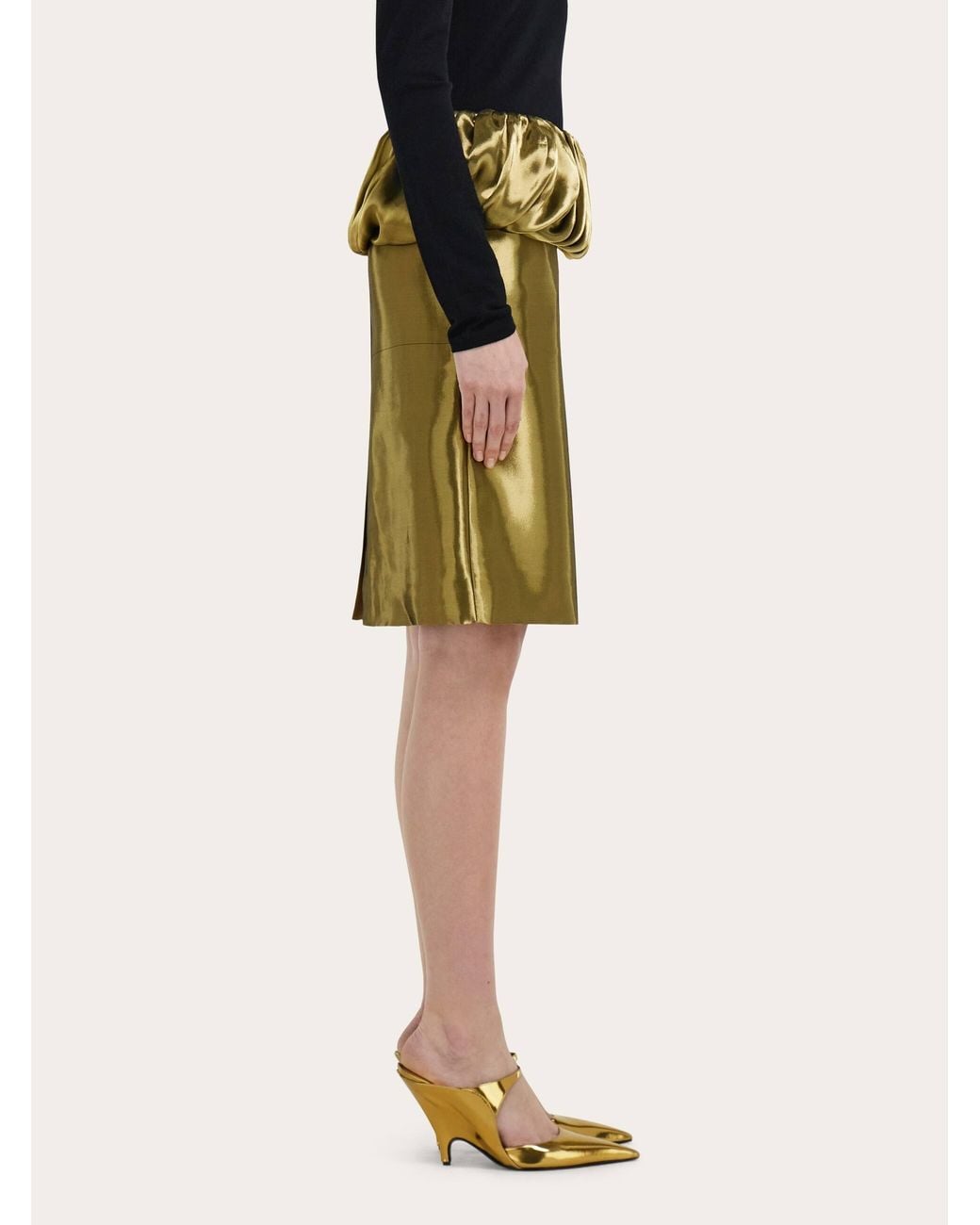 Ferragamo Green Liquid Lamé Skirt