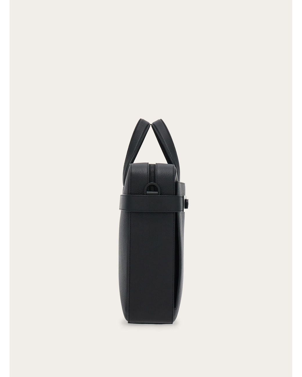 Ferragamo Black Briefcase With Hug Buckle (M) for men