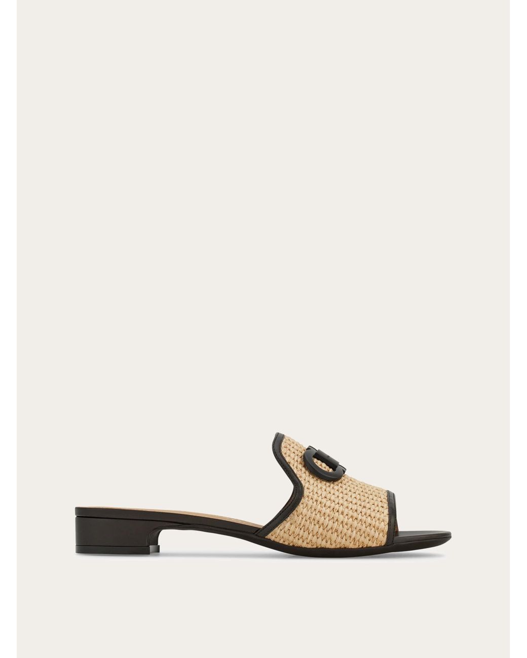 Ferragamo Natural Gancini Ornament Low-Heel Slide .5