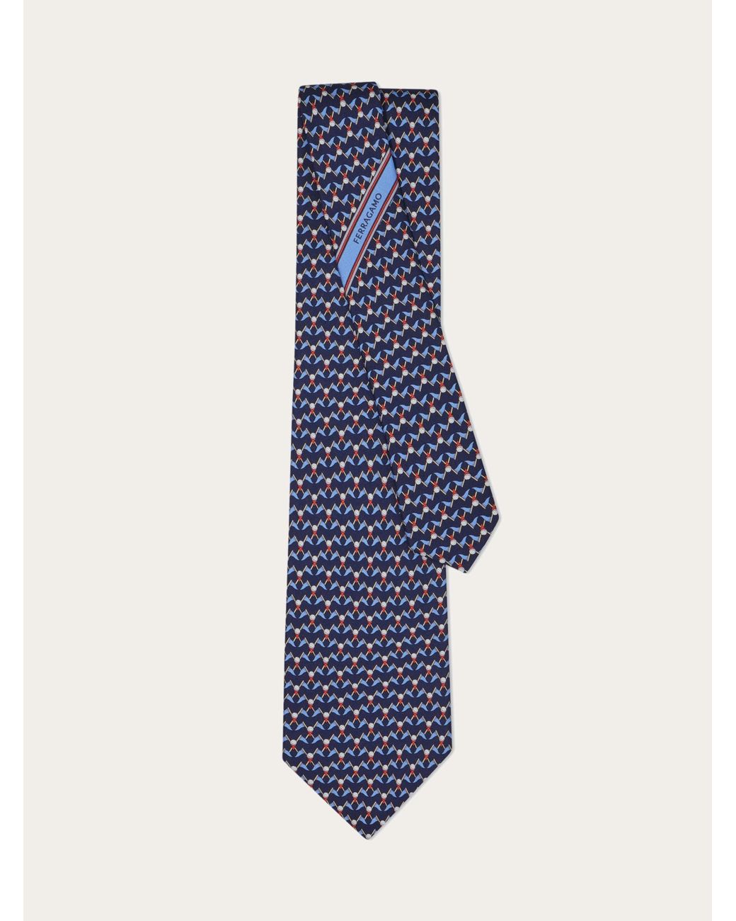 Ferragamo Blue Club Print Silk Tie for men