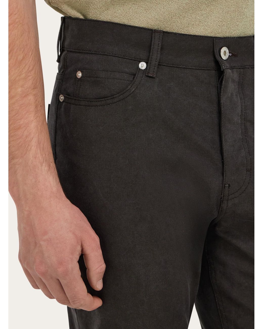 Ferragamo Black Five Pocket Trousers for men