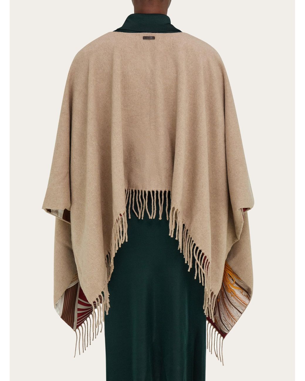 Ferragamo Natural Cashmere And Silk Reversible Cape