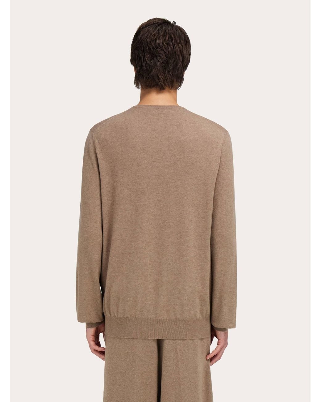 Ferragamo Natural V-Neck Sweater With Pocket Detail for men