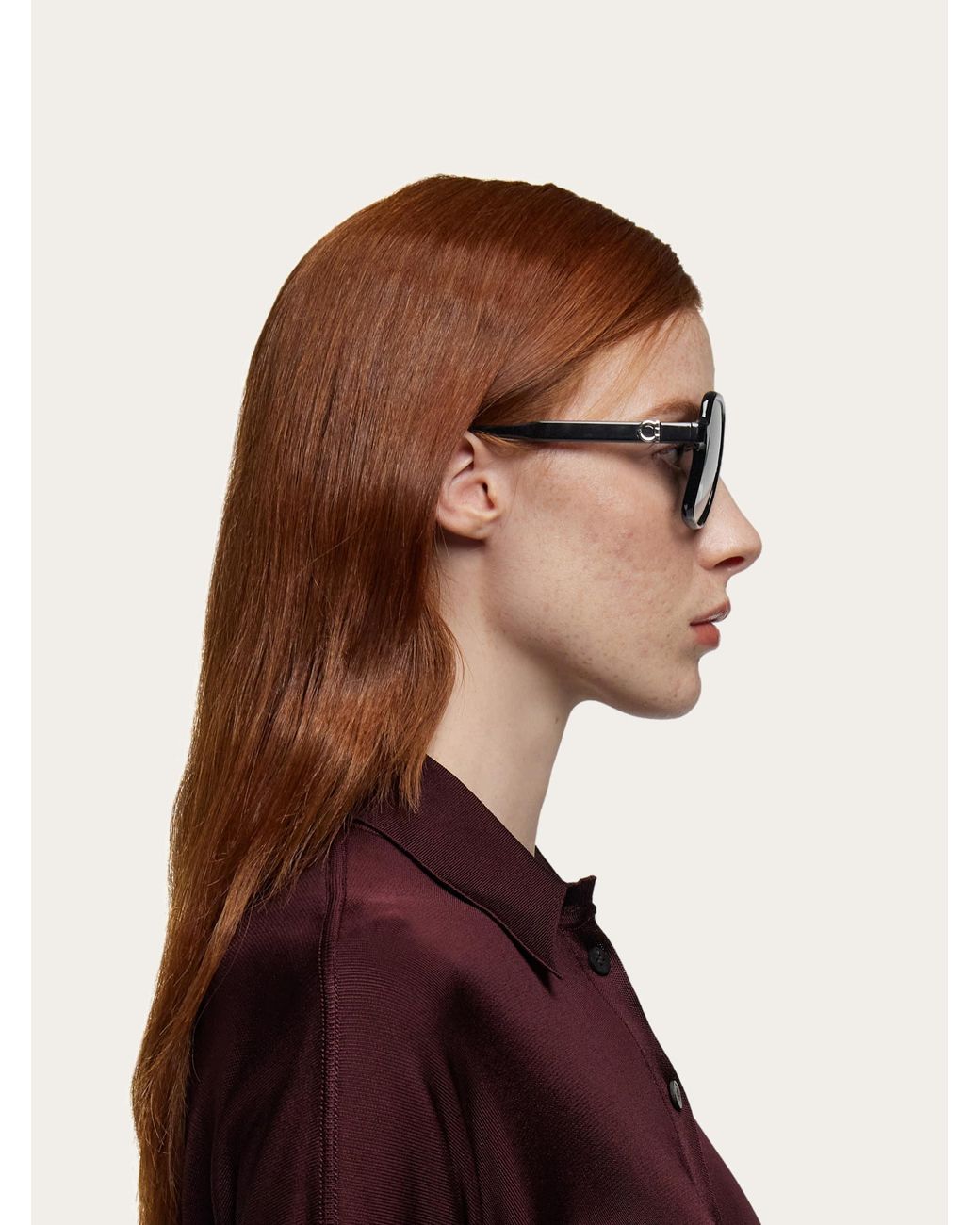 Ferragamo Black Square Frame Sunglasses