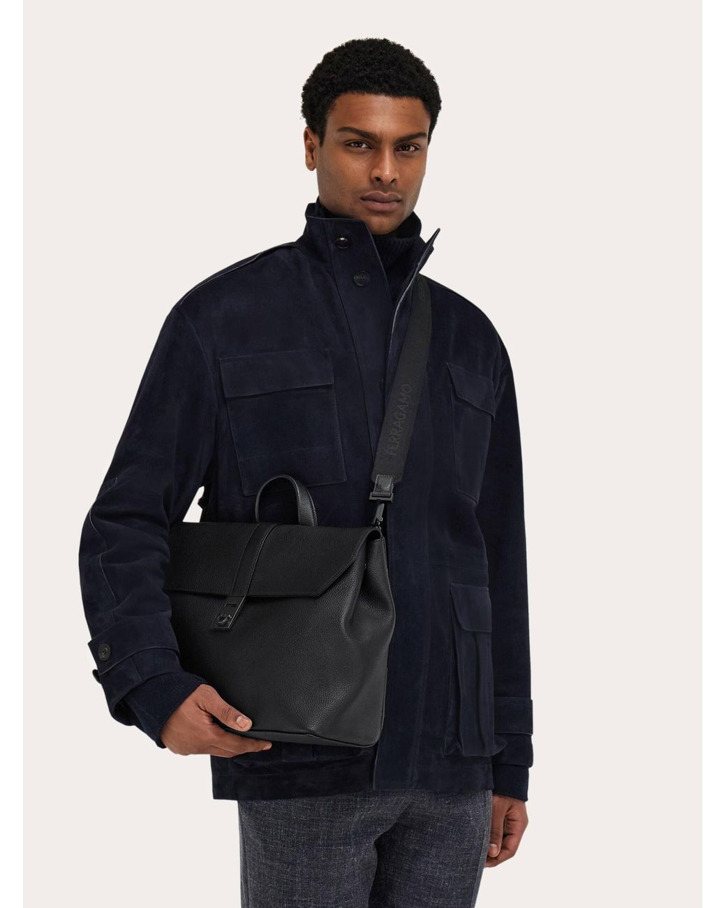 Ferragamo Black Hug Buckle 3-In-1 Bag for men