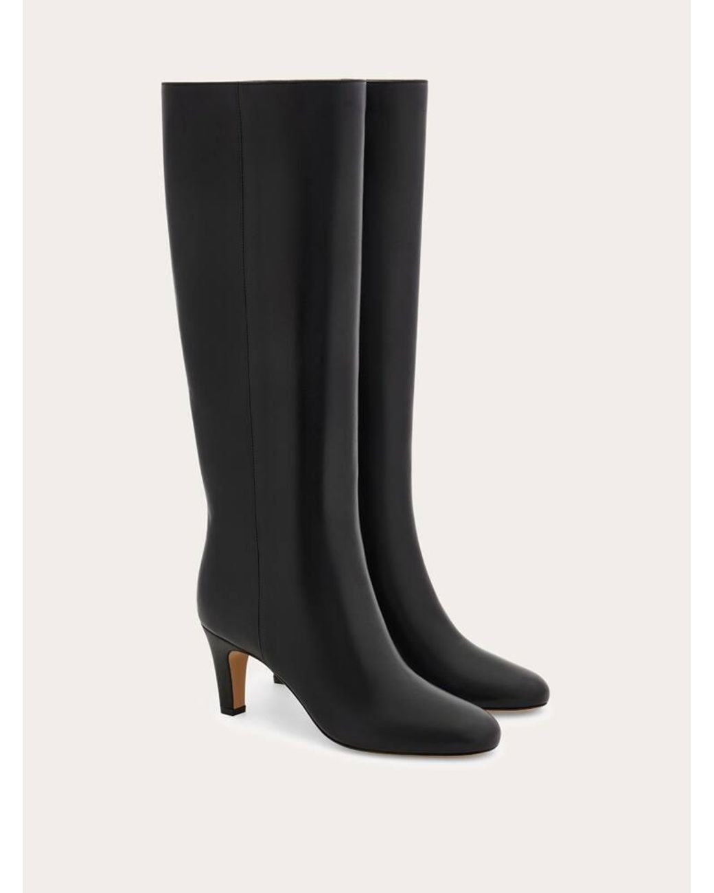 Ferragamo Black Knee High Boot With Low Heel .5