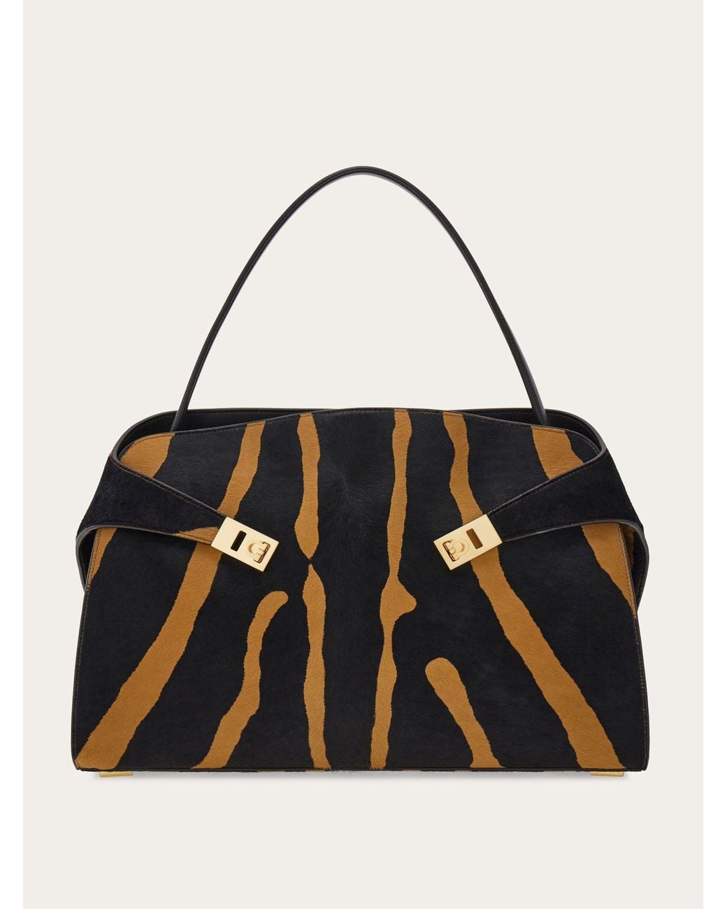 Ferragamo Black Hug Soft Bicolor Shoulder Bag (L)