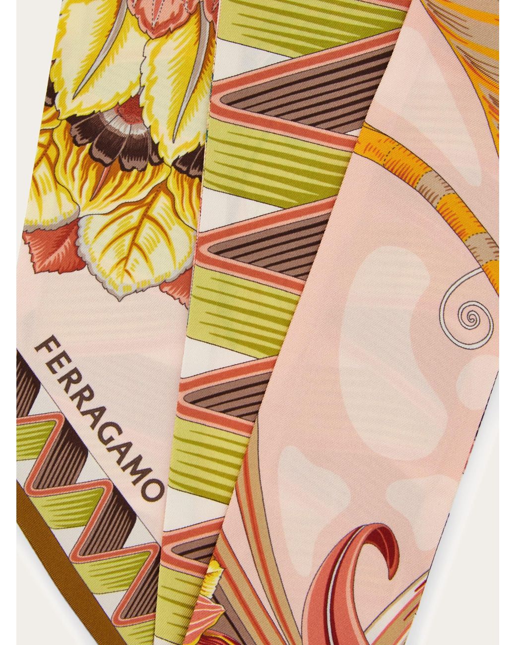 Ferragamo White Flowers And Butterflies Print Silk Mini Bandeau