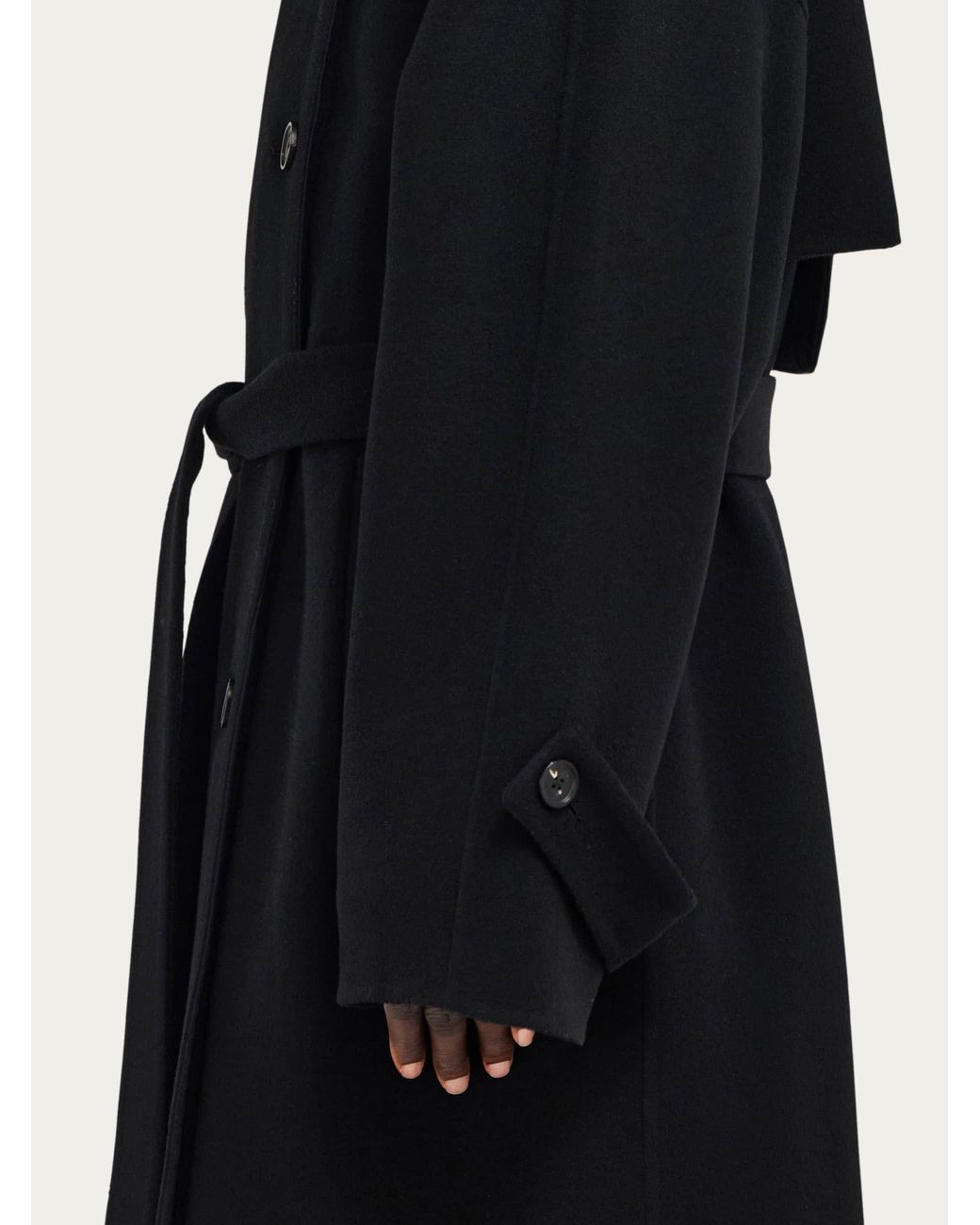 Ferragamo Black Double Breasted Oversize Coat