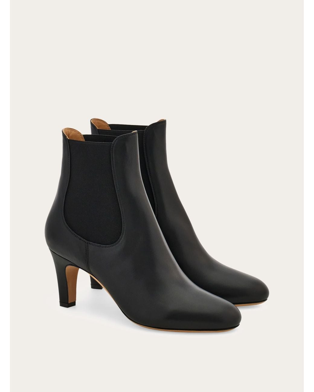 Ferragamo Black Mid Heel Chelsea Boots