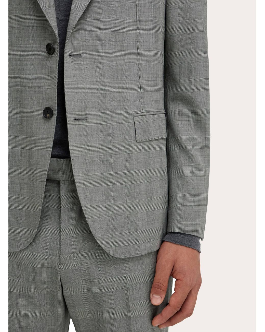 Ferragamo Gray Prince Of Wales Check Suit for men