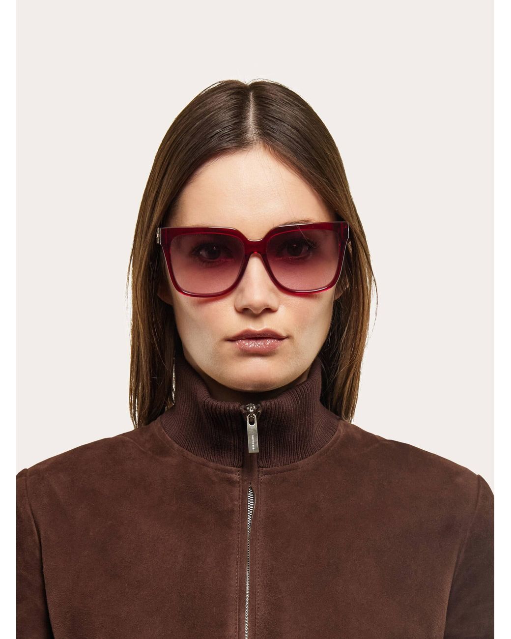 Ferragamo Pink Square Frame Sunglasses