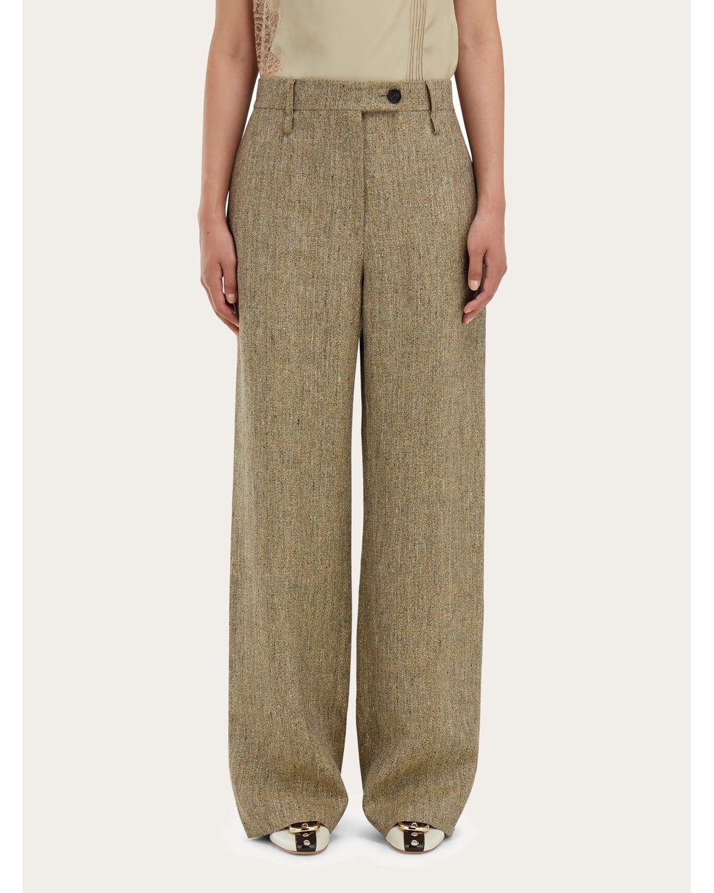 Ferragamo Natural Linen Tailored Trouser