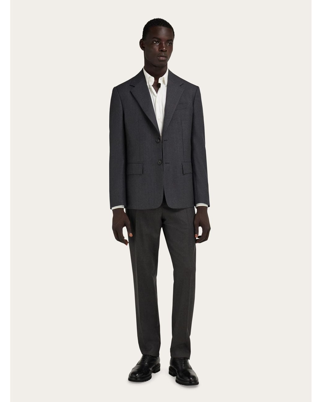 Ferragamo Blue Single-Breasted Pure Wool Blazer for men