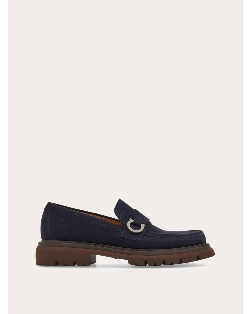 Ferragamo Blue Loafer With Gancini Ornament for men