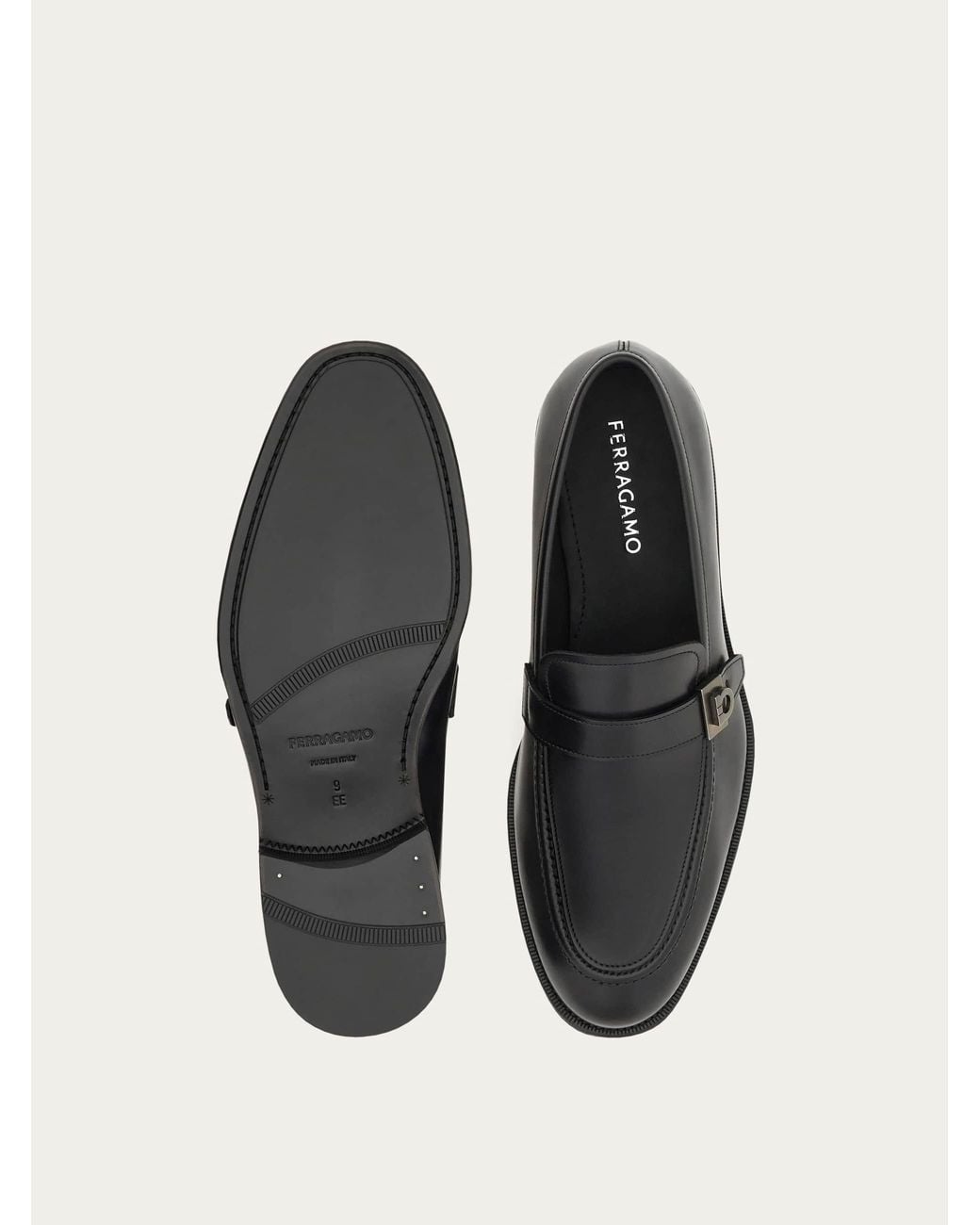 Ferragamo White Loafer With Hug Buckle for men