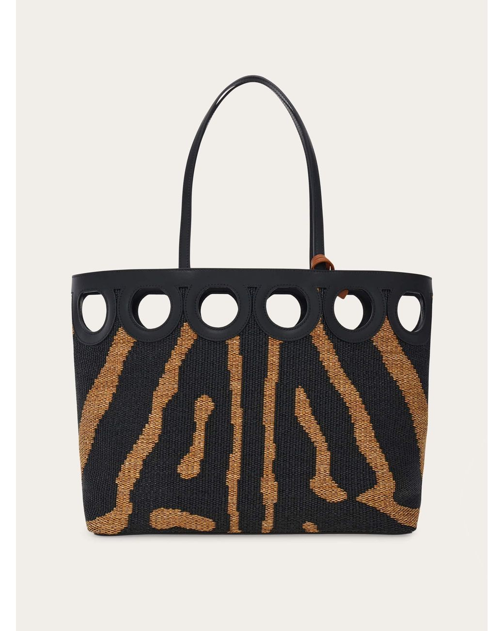 Ferragamo Black Gancini Outline Tote Bag (L)