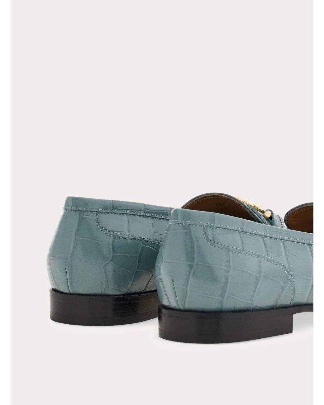 Ferragamo Blue Gancini Ornament Moccasin