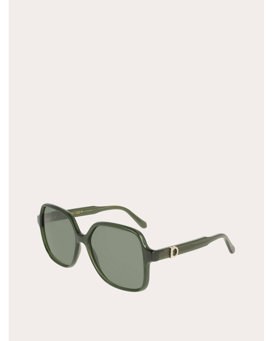 Ferragamo Green Square Frame Sunglasses