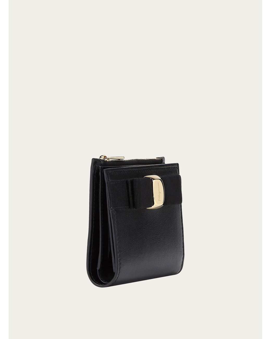 Ferragamo Black Vara Bow Compact Wallet