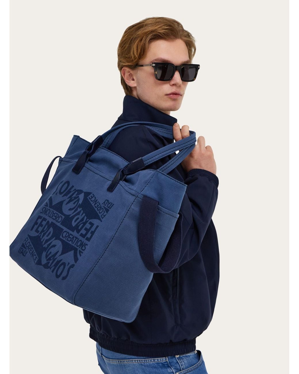 Ferragamo Blue Tote Bag With Logo for men