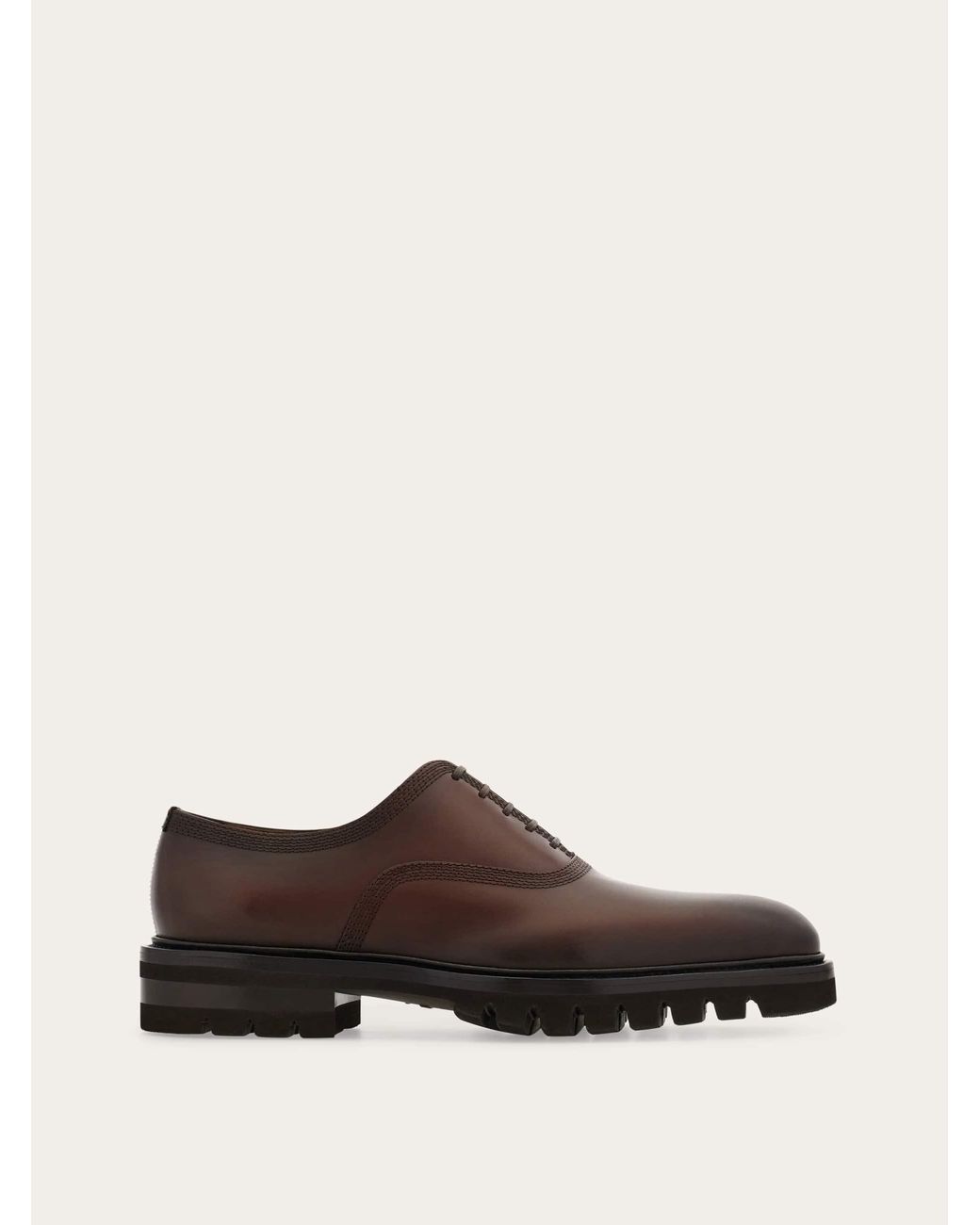 Ferragamo Brown Oxford Brogue With Chunky Tread for men