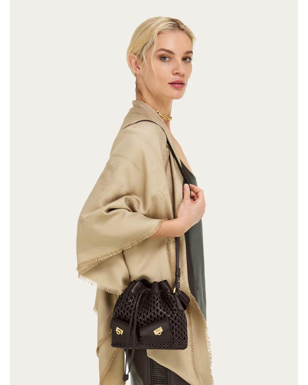 Ferragamo Black Multipocket Bucket Bag