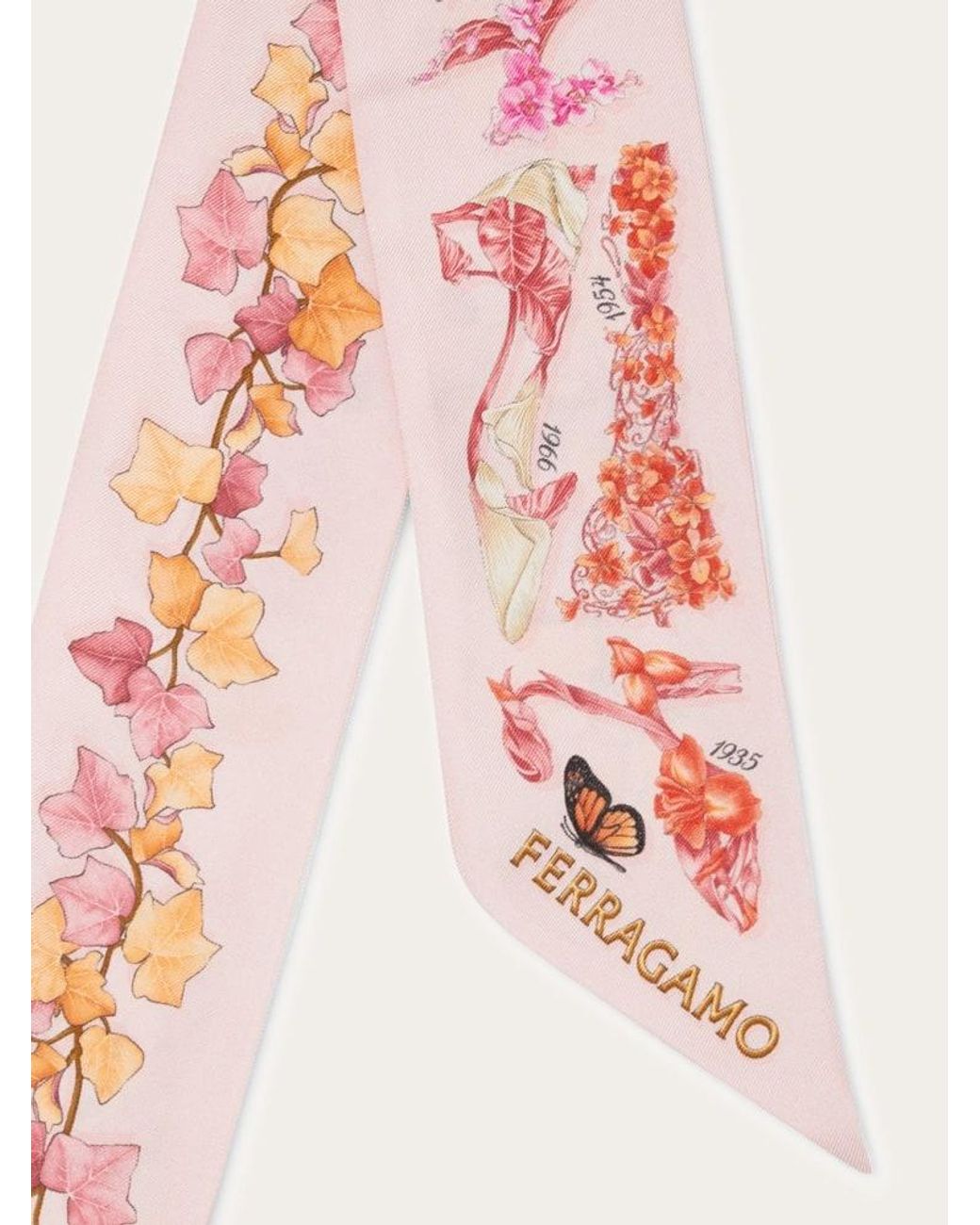 Ferragamo Pink Eden Shoes Print Silk Mini Bandeau