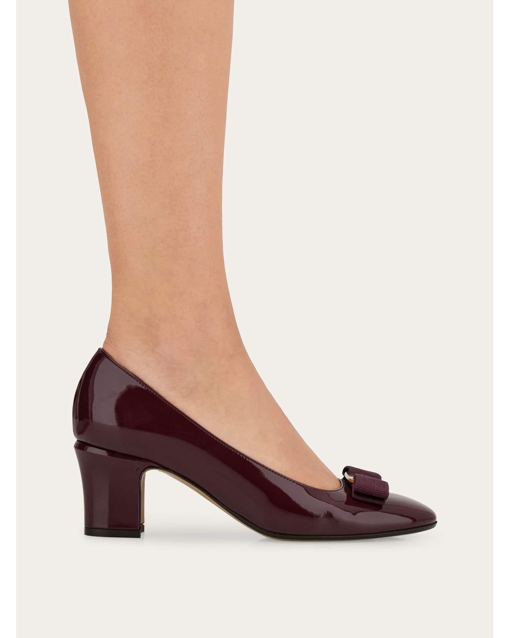 Ferragamo Purple Vara Bow Block Heel Pump
