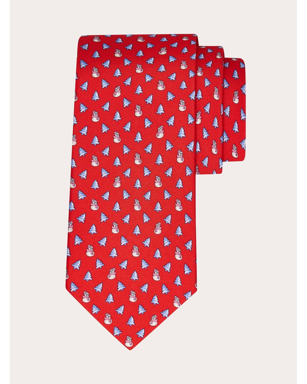 Ferragamo Red Christmas Print Silk Tie for men