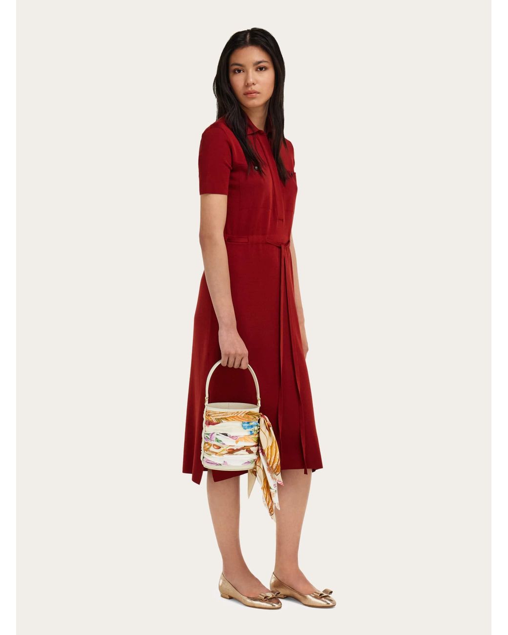 Ferragamo Natural Mini Bucket Bag With Foulard