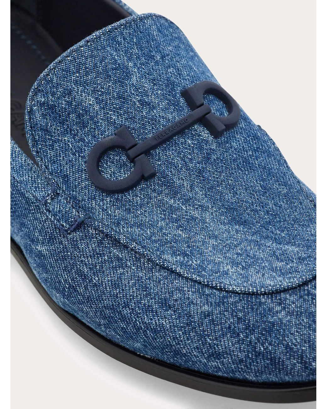 Ferragamo Blue Gancini Ornament Loafer