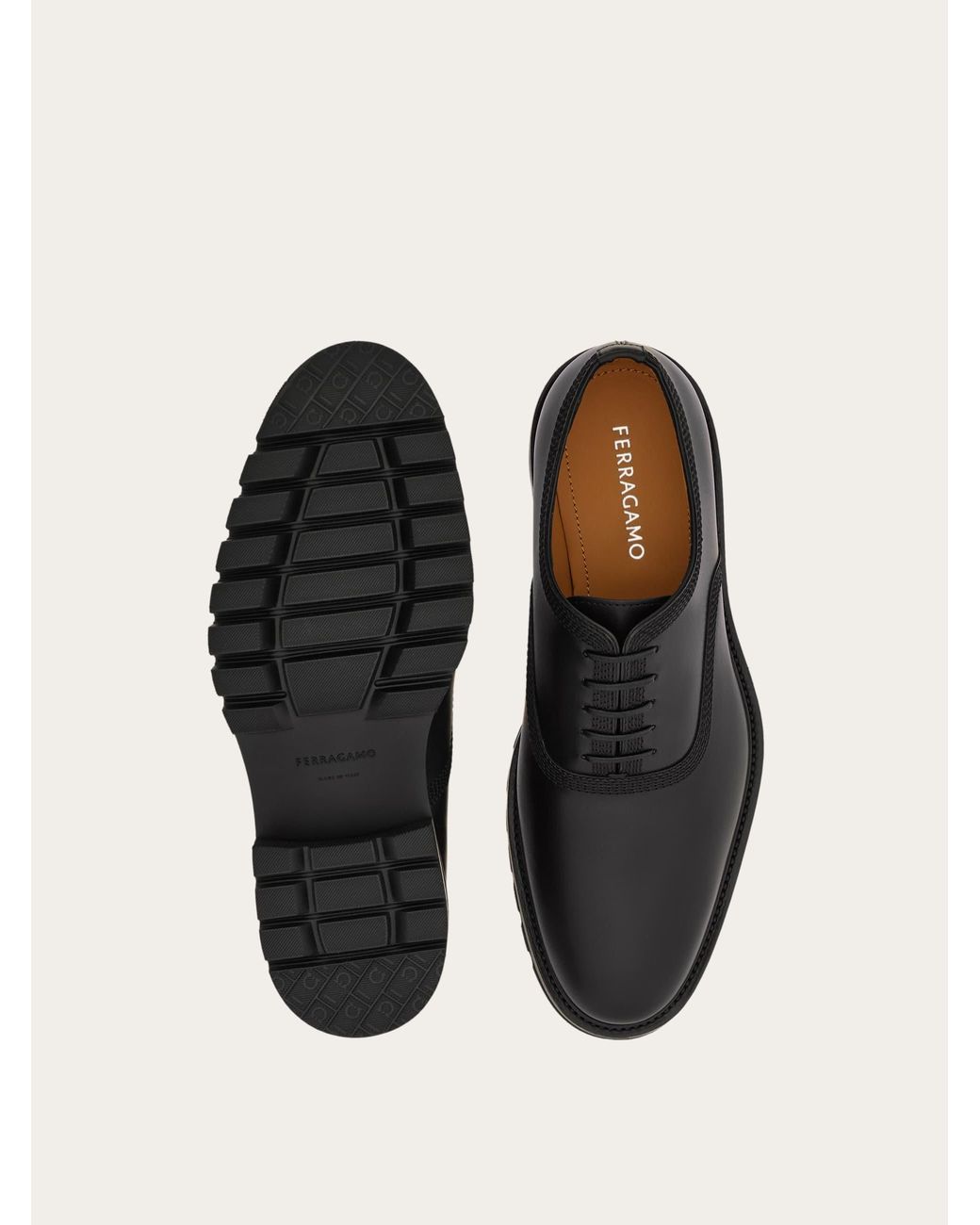 Ferragamo Black Oxford Brogue With Chunky Tread for men