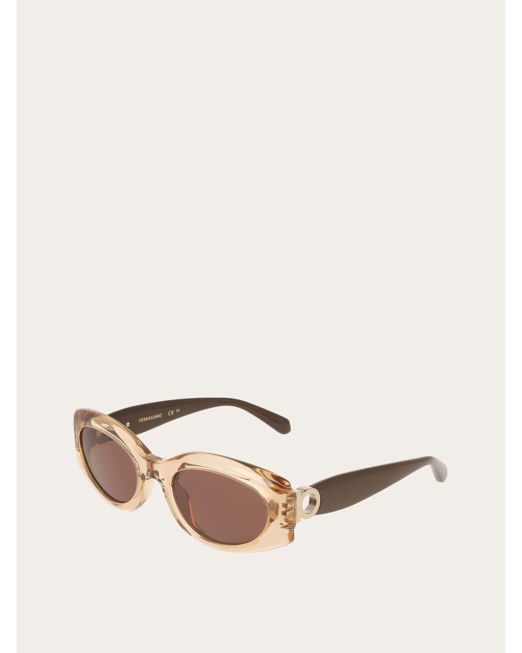 Ferragamo Natural Rectangular Frame Sunglasses