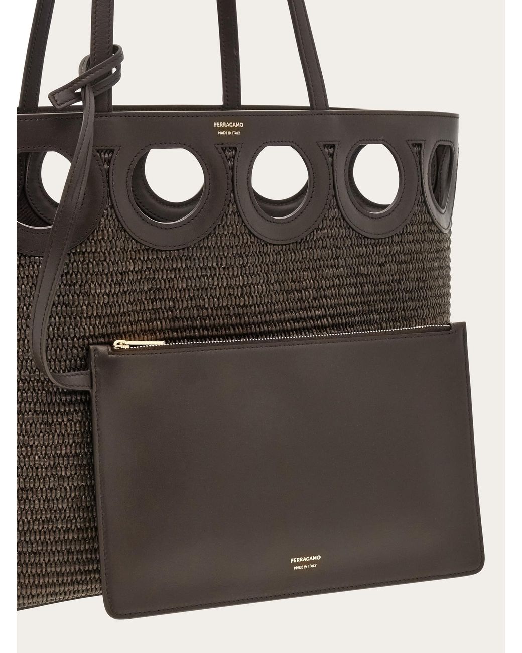 Ferragamo Black Gancini Outline Tote Bag (M)