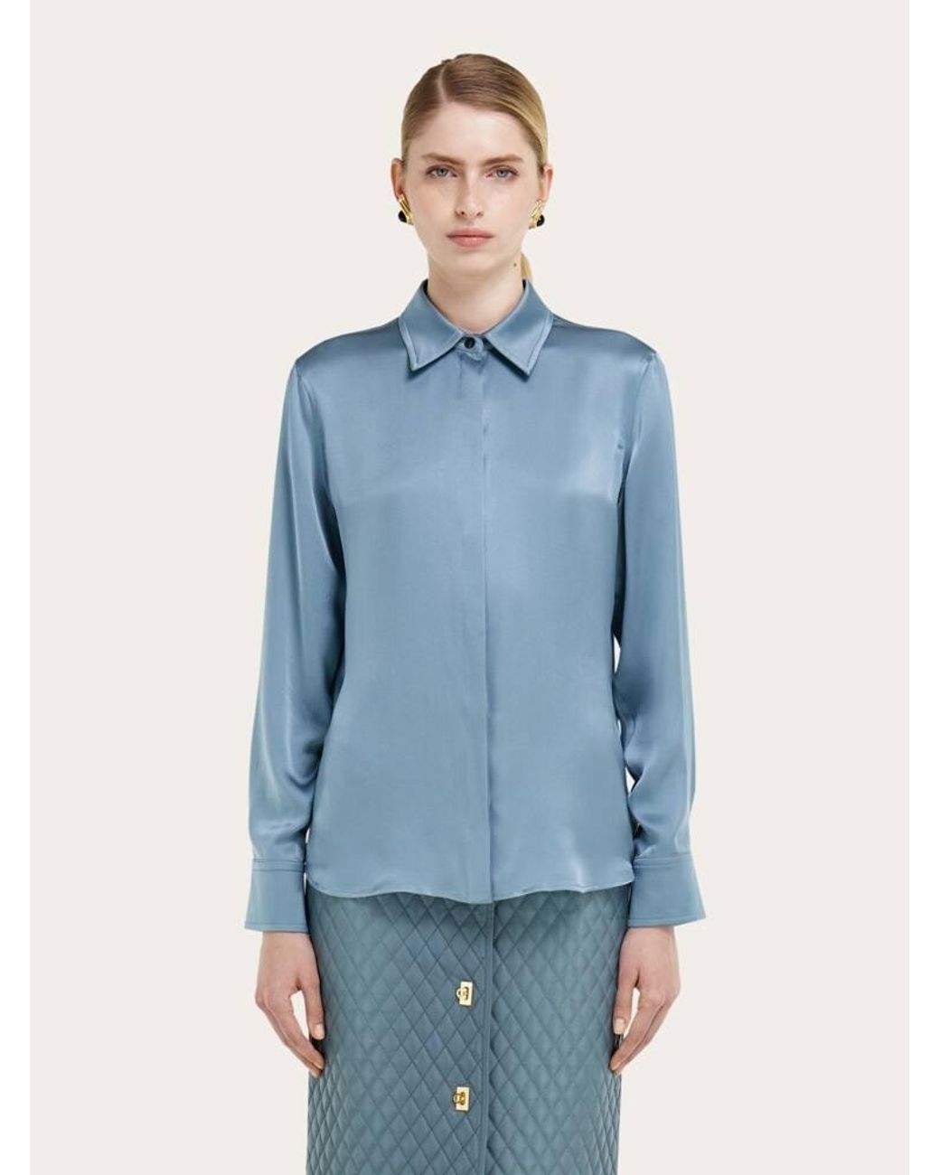 Donna Camicia Fluida di Ferragamo in Blue