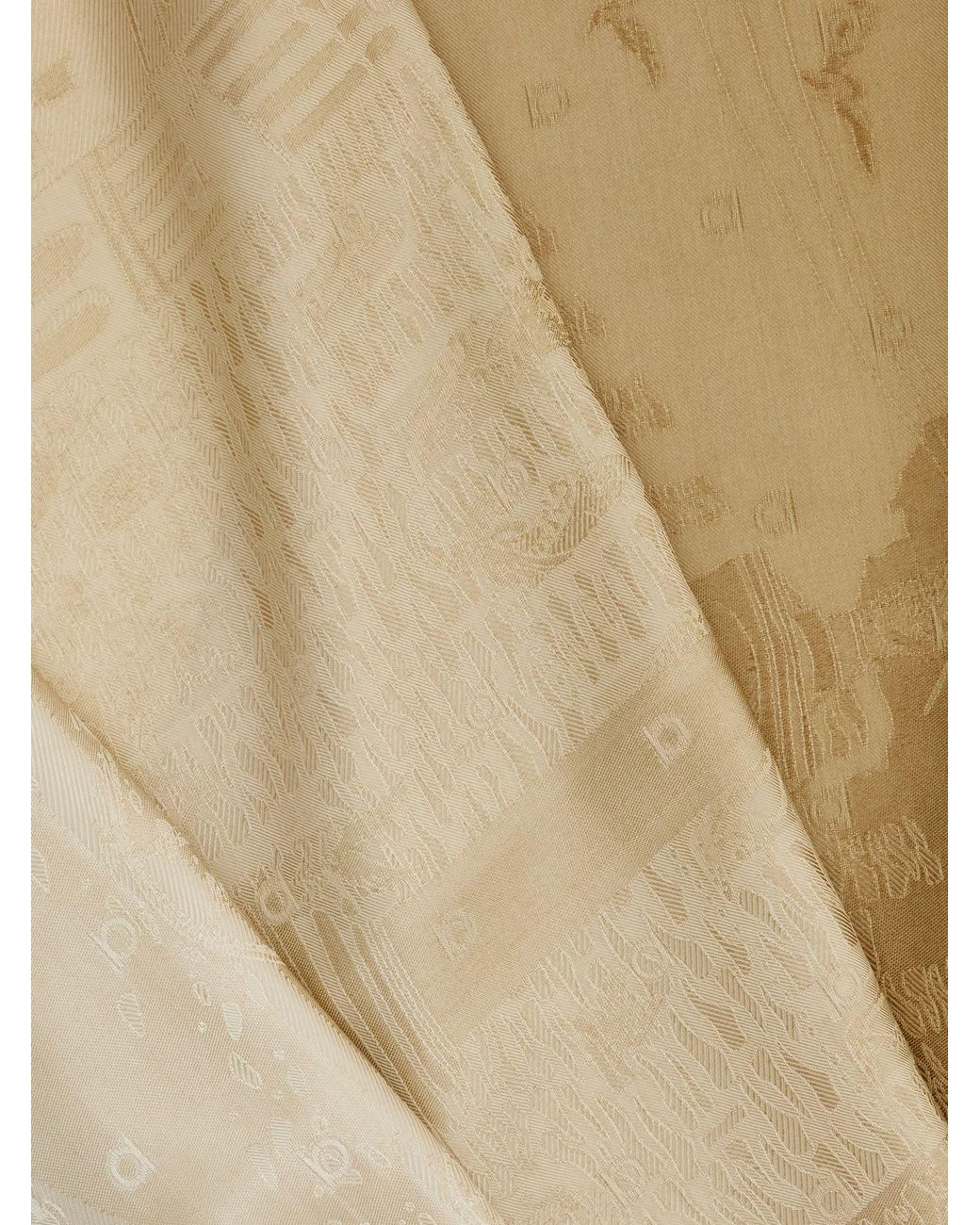 Ferragamo Natural Silk Jacquard Scarf With Palazzo Motif