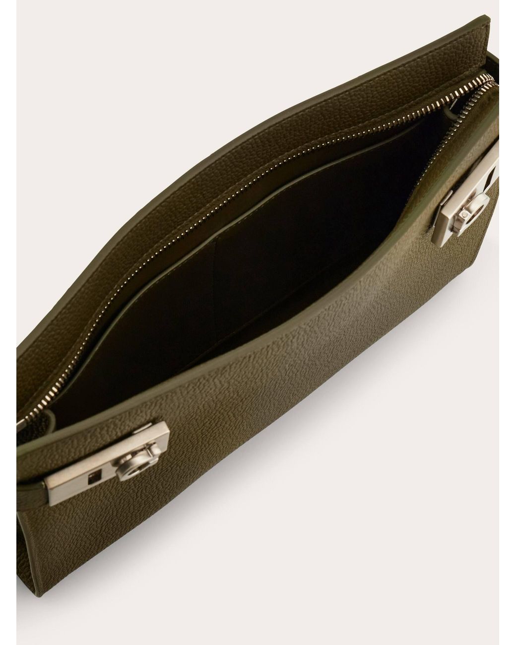 Ferragamo Green Hug Buckle Pouch for men