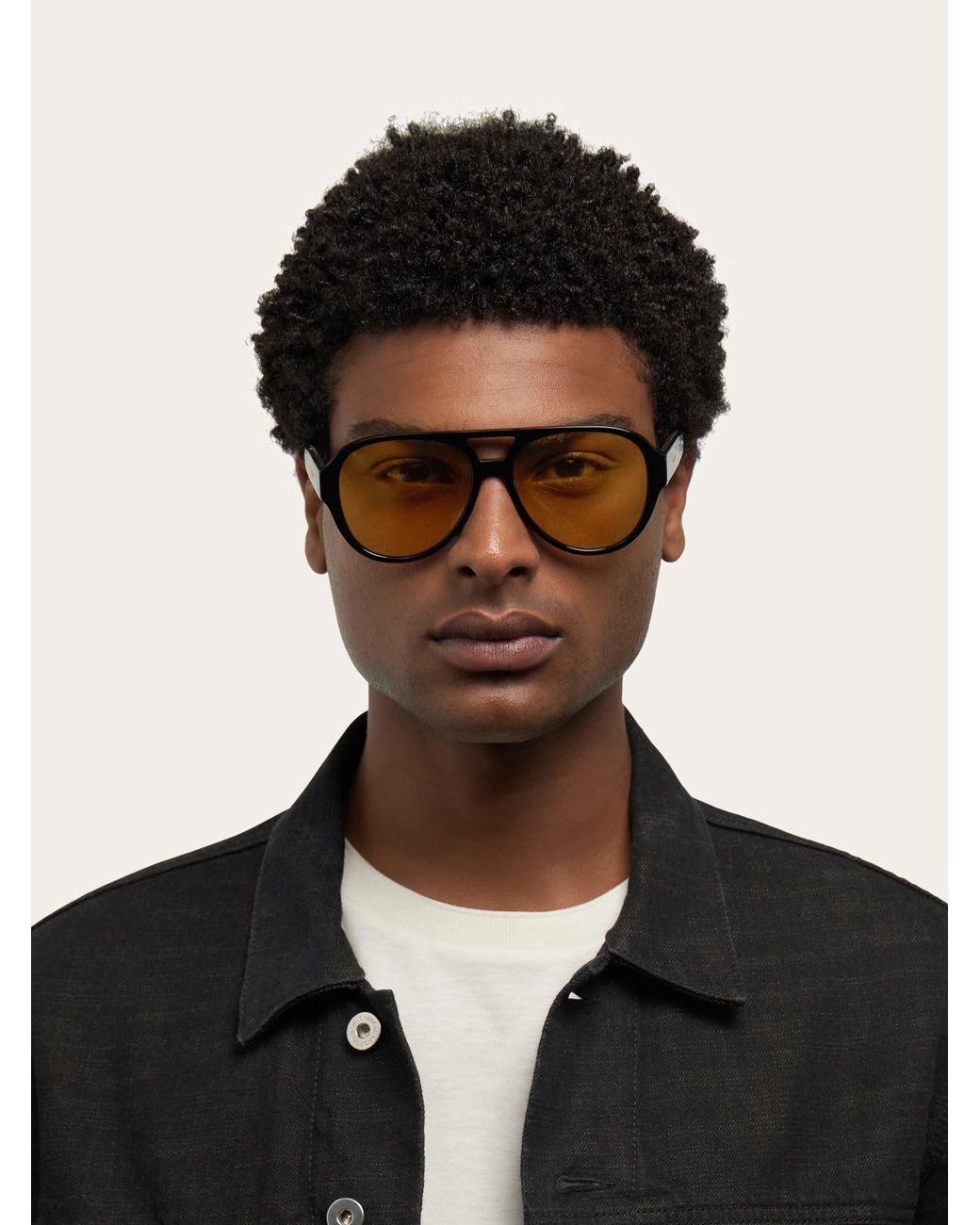 Ferragamo Natural Aviator Frame Sunglasses